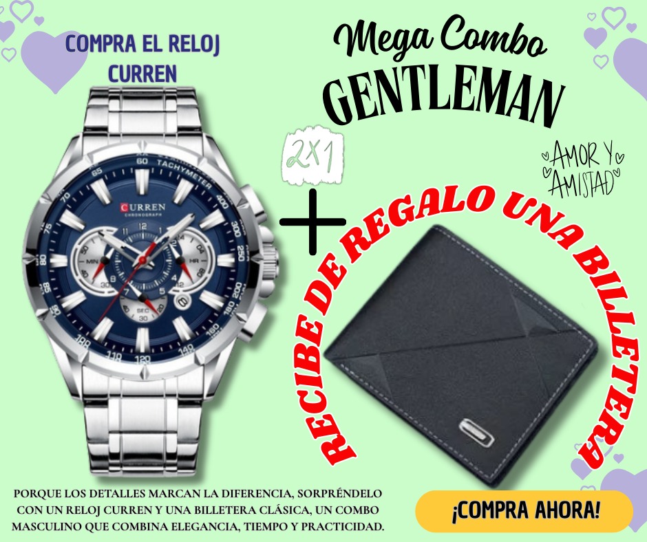COMBO MES RELOJ CURREN 8363 + BILLETERA